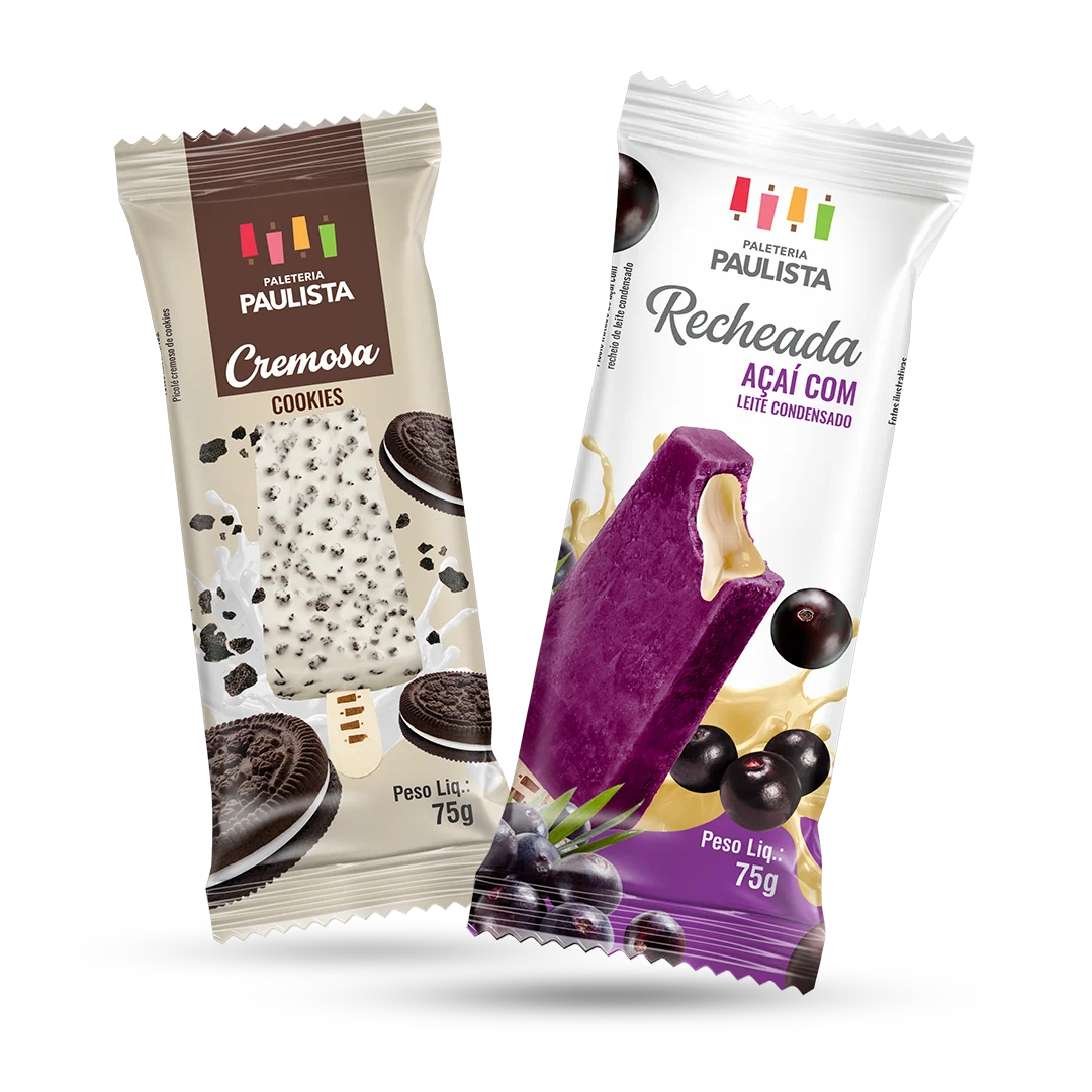 Embalagens de paletas mexicanas da Paleteria Paulista