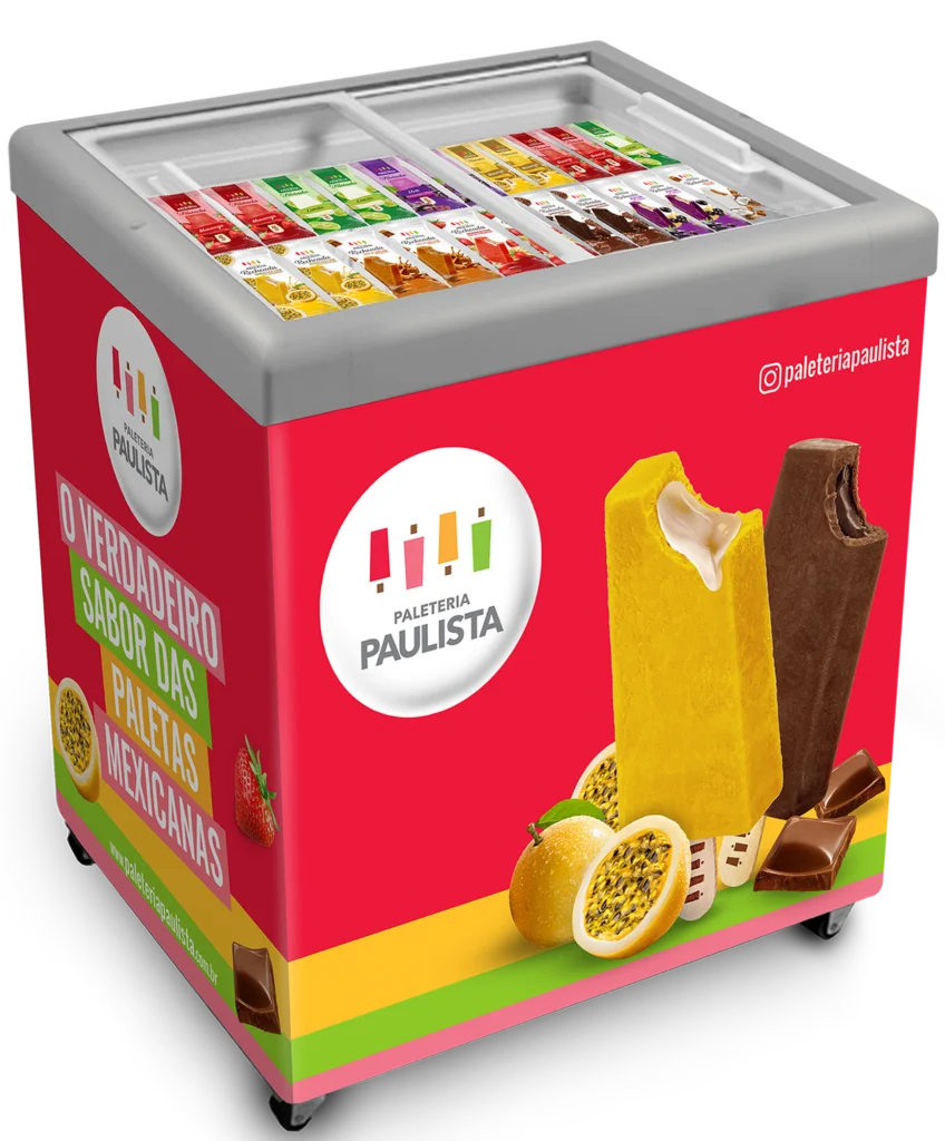 Freezer expositor da Paleteria Paulista para revenda